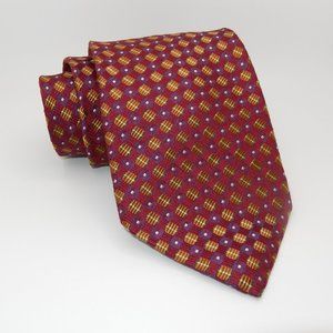 Ike Behar New York/ 100% Silk Designer Necktie/ Burgundy, Gold / L-58" x W-3.75"